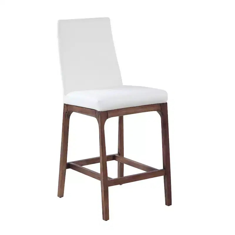 Tabouret de comptoir rembourré gris/noyer, 1 place
