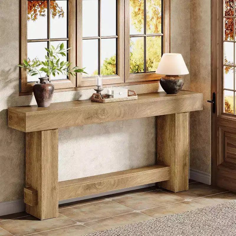 Console de ferme en bois brun, 180 cm, pour 1 personne