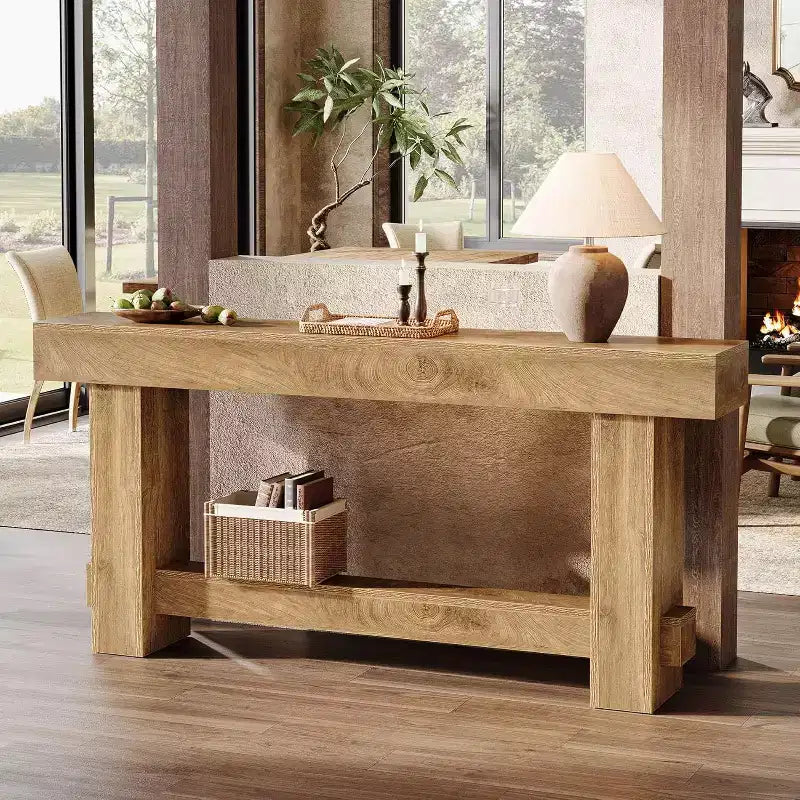 Console de ferme en bois brun, 180 cm, pour 1 personne