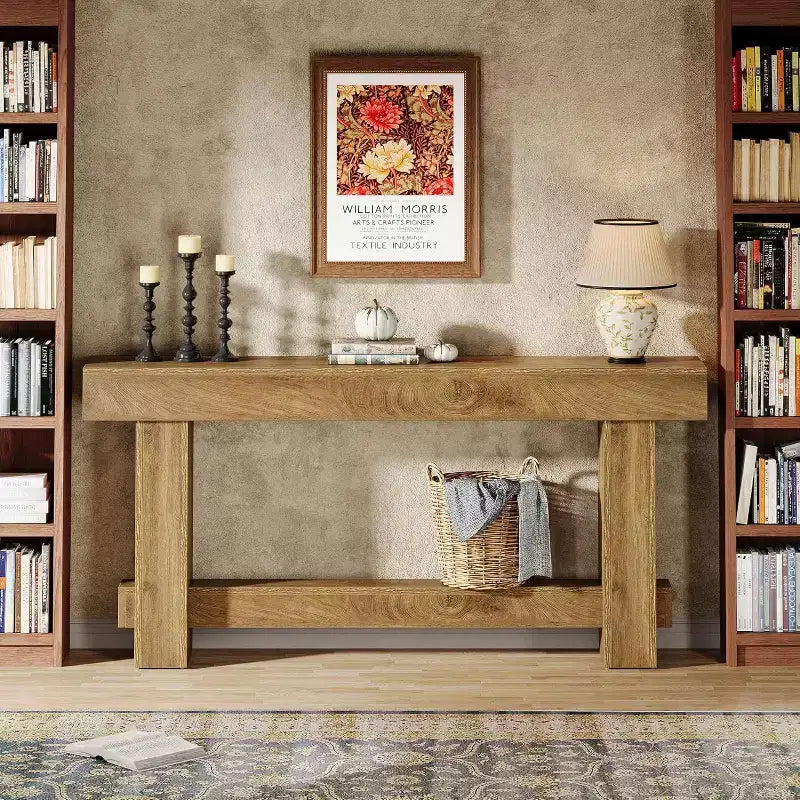 Console de ferme en bois brun, 180 cm, pour 1 personne
