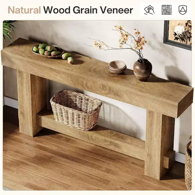 Console de ferme en bois brun, 180 cm, pour 1 personne