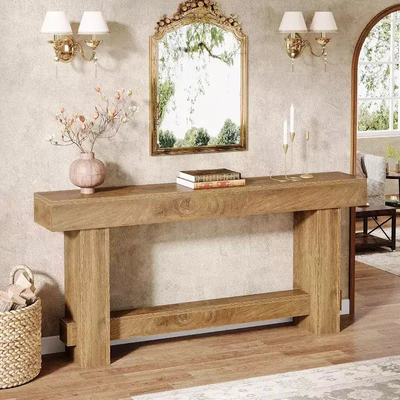 Console de ferme en bois brun, 180 cm, pour 1 personne