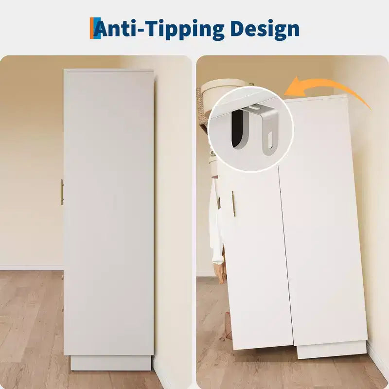 Meuble de rangement blanc à 2 portes avec panneau en verre cannelé et 2 tiroirs