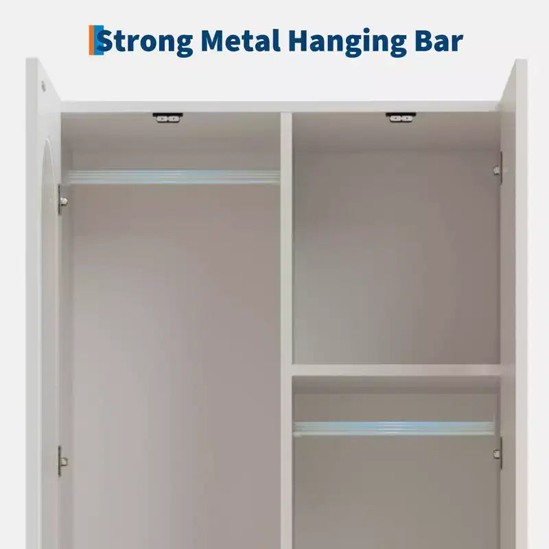 Meuble de rangement blanc à 2 portes avec panneau en verre cannelé et 2 tiroirs