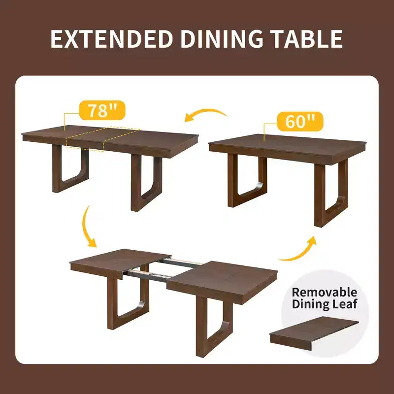 Table à manger extensible rectangulaire Noyer/Naturel, 4 places