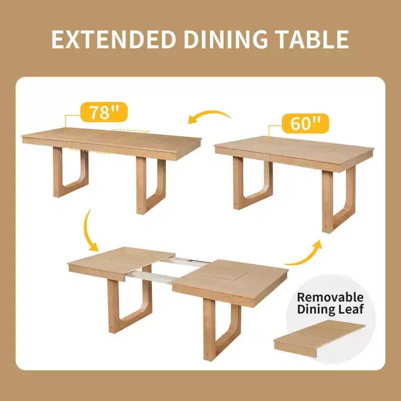 Table à manger extensible rectangulaire Noyer/Naturel, 4 places