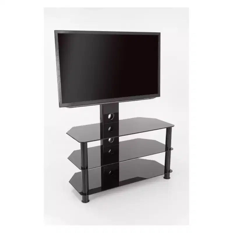 Meuble TV avec support intégré – Noir, 3 étagères, pour TV jusqu'à 60"