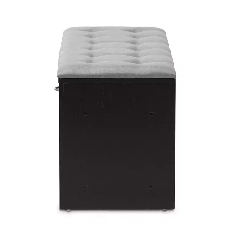 Banc de rangement d'entrée gris clair et marron foncé avec casiers à chaussures, 1 place