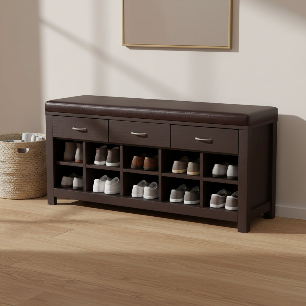 Espresso Finished Entryway Bench Dark Brown - Baxton Studio: Modern Wood Storage, Dry Dust Care