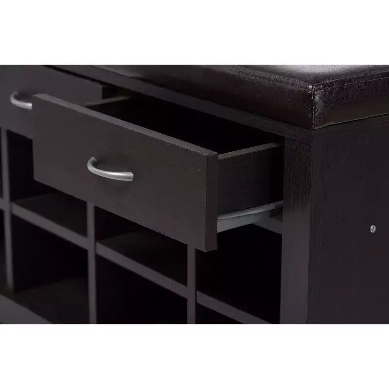 Banc de rangement rectangulaire espresso foncé, 2 places