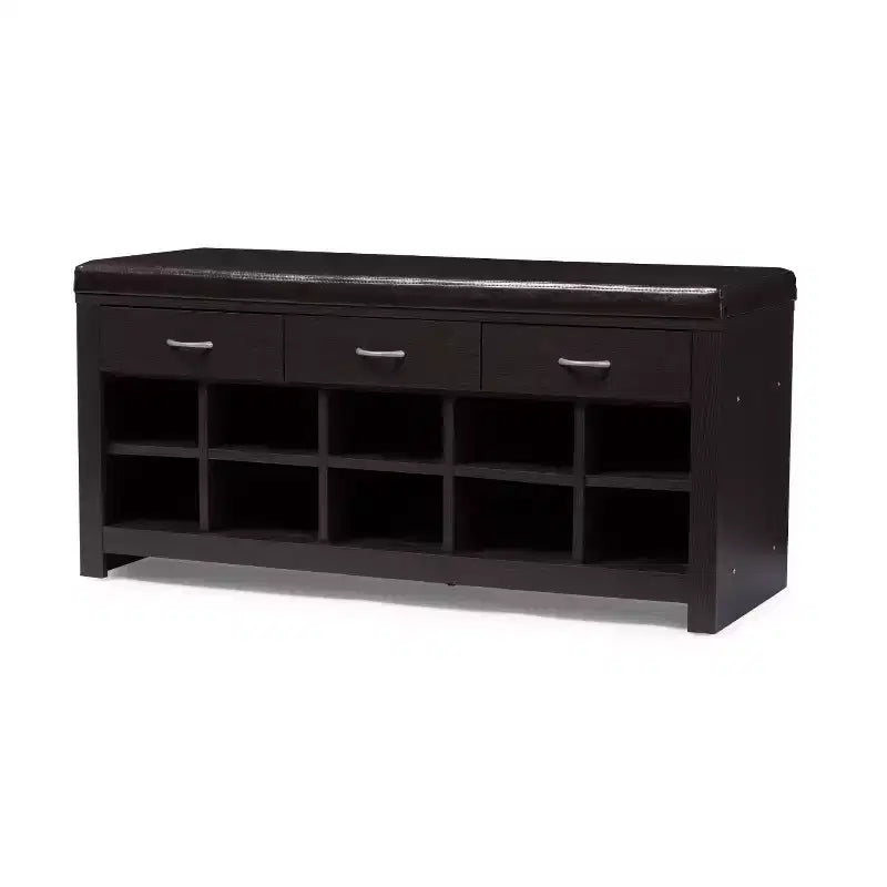 Banc de rangement rectangulaire espresso foncé, 2 places