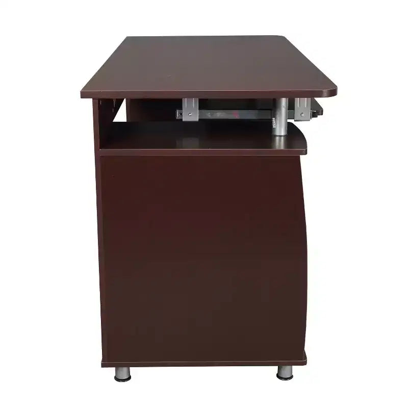 Bureau d'ordinateur de travail complet avec rangement marron – Bureau d'angle avec gestion des câbles