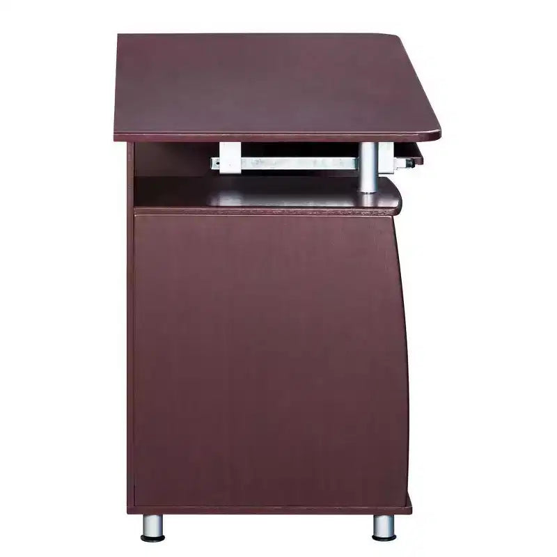 Bureau d'ordinateur de travail complet avec rangement marron – Bureau d'angle avec gestion des câbles
