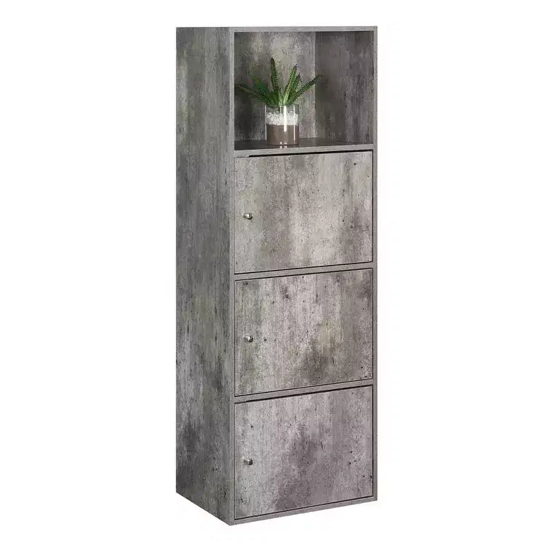 Armoire de rangement à 3 portes avec étagère à cases ouvertes Merisier / Faux bouleau / Marbre blanc / Bois de grange / Rose