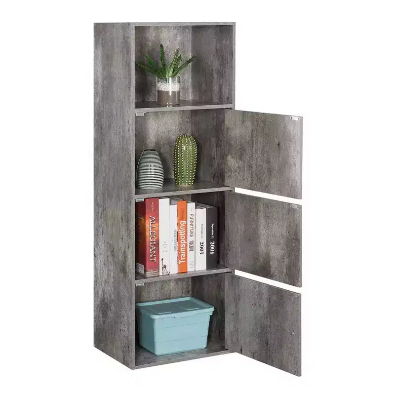 Armoire de rangement à 3 portes avec étagère à cases ouvertes Merisier / Faux bouleau / Marbre blanc / Bois de grange / Rose