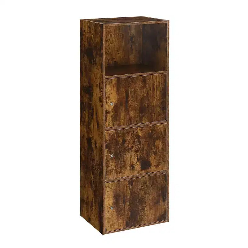 Armoire de rangement à 3 portes avec étagère à cases ouvertes Merisier / Faux bouleau / Marbre blanc / Bois de grange / Rose