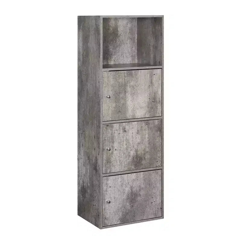 Armoire de rangement à 3 portes avec étagère à cases ouvertes Merisier / Faux bouleau / Marbre blanc / Bois de grange / Rose