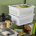 Petit panier empilable blanc avec accents gris, paquet de 18