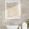 Miroir mural rectangulaire biseauté avec cadre blanc